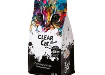 Супервпитывающий комкующийся бентонитовый наполнитель для кошачьего туалета Clear Cat Blanco (активированный уголь) 5л