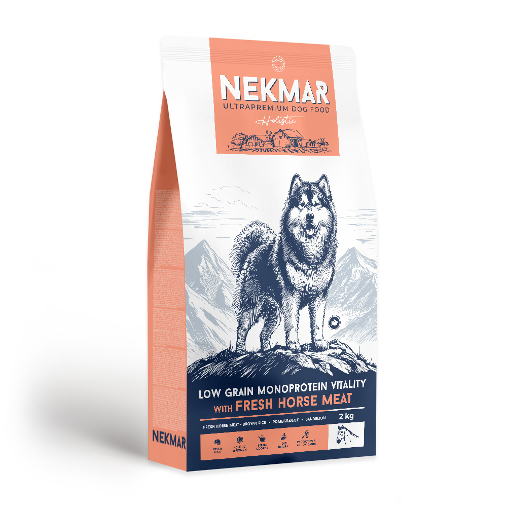 Низкозерновой монопротеиновый корм для взрослых активных собак (конина) 2кг