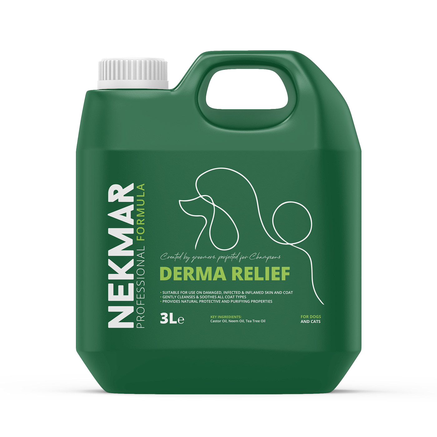 NEKMAR Профессиональный шампунь для груминга DERMA RELIEF (чувствительная кожа) для кошек и собак 3л