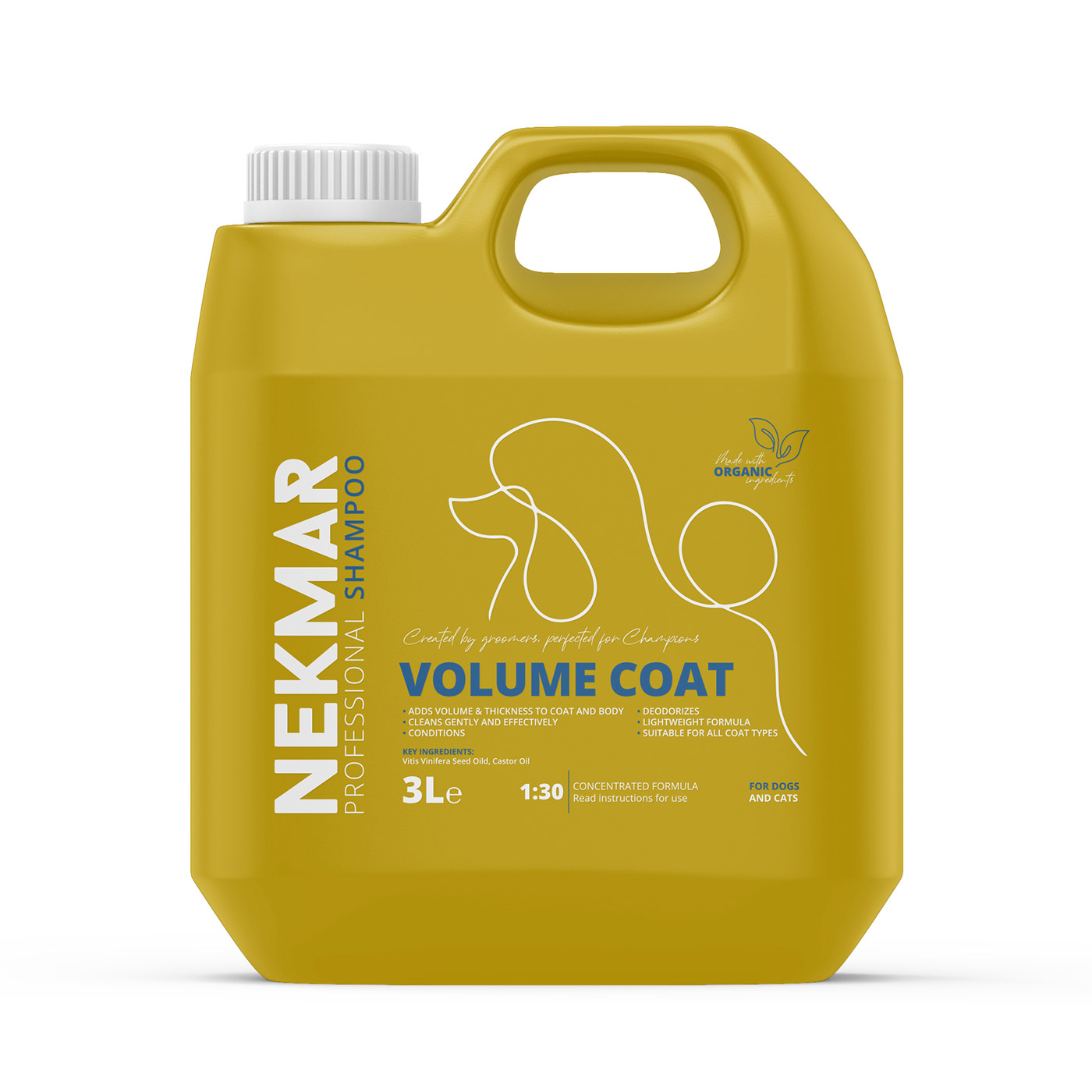 NEKMAR Профессиональный шампунь для груминга VOLUME COAT (объемная шерсть) для кошек и собак 3л