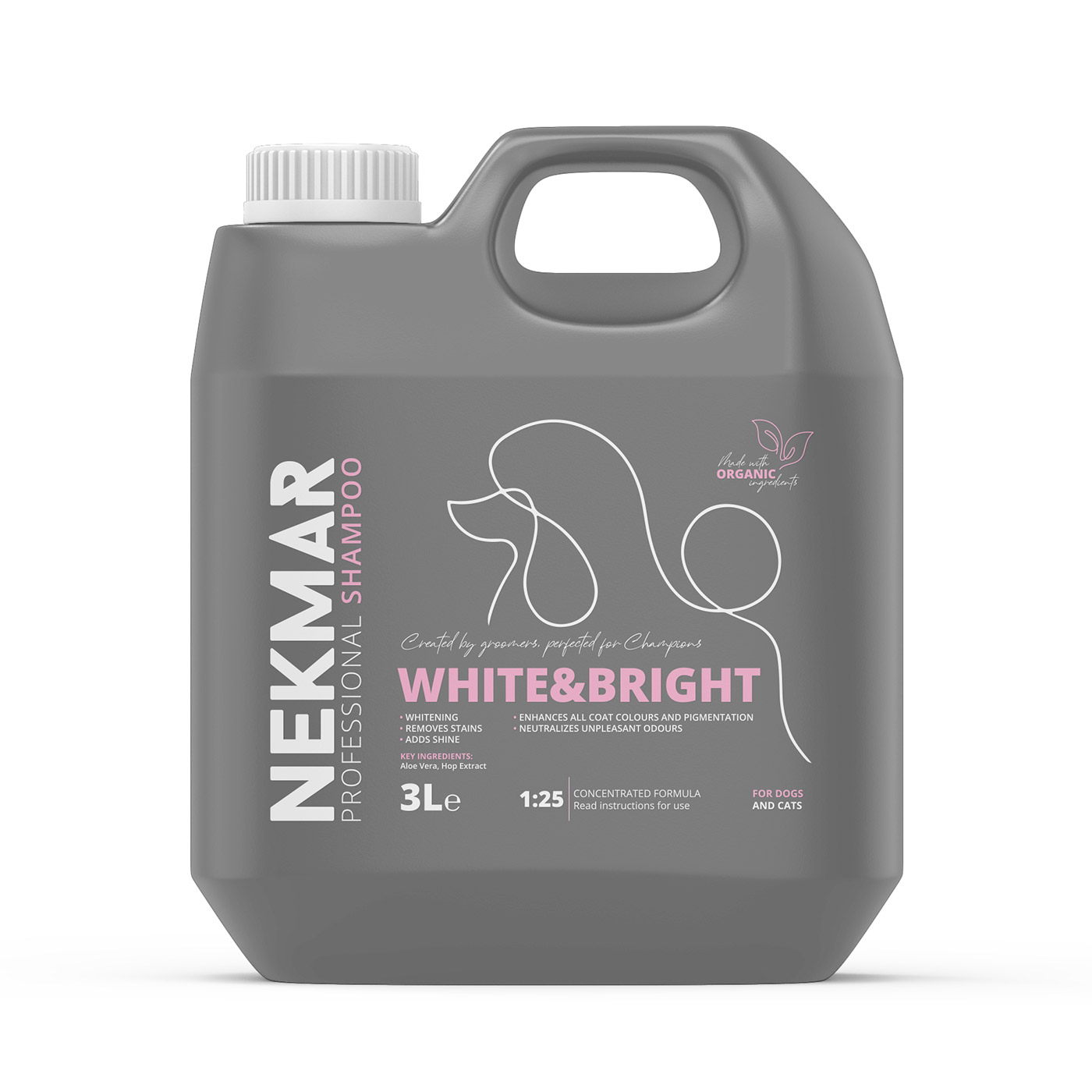 NEKMAR Профессиональный шампунь для груминга WHITE & BRIGHT (лучистая шерсть) для кошек и собак 50мл